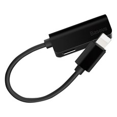 베이스어스 애플8핀 3.5mm 2in1 듀얼 이어폰 젠더, L32(올블랙)
