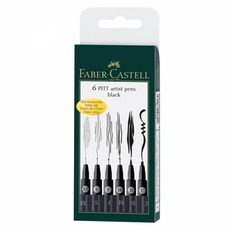 FABER-CASTELL 輝柏 PITT畫筆 黑色 6入, 1 種顏色, 1套