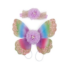 펫나인 반려동물 헤어클립 + 나비날개 SET, 퍼플레인보우, 1세트