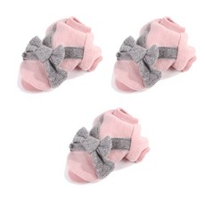 Pet Nine 寵物大蝴蝶結四季毛衣 3件組, 粉紅色