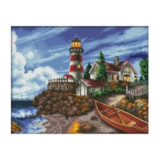 ZKF 十字繡 DIY 套組海灘燈塔 3, 混色, 1套