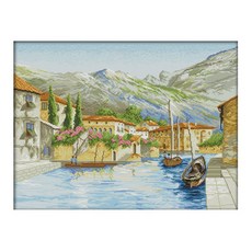 ZKF 十字繡DIY套組水邊小鎮, 混色, 1套