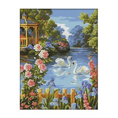 ZKF 十字繡 DIY 套組天鵝湖 3, 1套, 混色