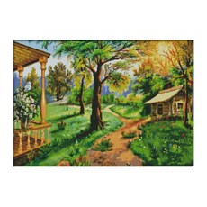 ZKF十字繡DIY套組田園風光, 混色, 1套