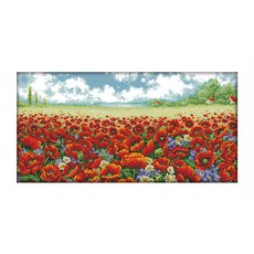 ZKF 十字繡DIY套組罌粟花田, 1套, 混色