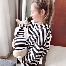 Noland S&H 兔子連帽條紋小狗情侶衣服, 黑色的