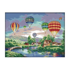 ZKF十字繡DIY套組彩色熱氣球, 混色, 1套