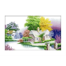 ZKF 十字繡 DIY 套組寧靜小屋, 混色, 1套