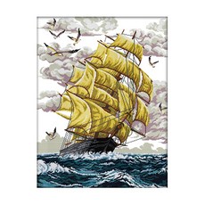 ZKF 十字繡 DIY 套組帆船, 混色, 1套