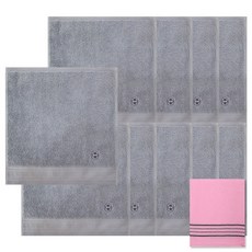 송월타월 호텔컬렉션클래식미니 10p + 마사지 때타올40 분홍, 연회색, 1세트