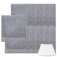 Songwol 松月 飯店專用經典款素色迷你方巾 10入+Shavoren素色純棉擦手巾, 淺灰, 1套