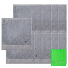 송월타월 호텔컬렉션클래식미니 10p + 때밀이 연두, 연회색, 1세트