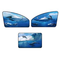 앤티스 차량용 차폐식 햇빛가리개 운전석 + 보조석 + 뒷자석, 돌고래, 1세트