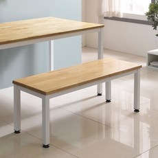 홈인홈 더튼튼한 원목 벤치의자 일자형 1200 x 400 mm, 러버트리 + 화이트