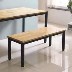 홈인홈 더튼튼한 원목 벤치의자 일자형 1200 x 400 mm, 러버트리 + 블랙