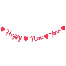 Blingbling愛心愛心Happy New Year掛旗 FSC017, 單色