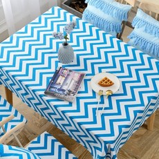 Supersix 素色幾何條紋桌布, 藍色, 120 x 120 cm