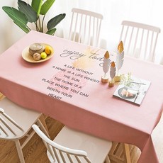 Super Six 心動粉紅棉質桌布, 字母圖案, 120 x 120 cm