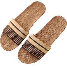 THE ZAKKA 花紋亞麻室內拖鞋, 棕色, 1組