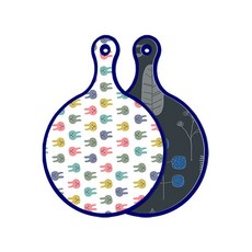 로엠디자인 블루에디션 양면 디자인 원형 서빙도마 토끼, 감색나무라인, 1개