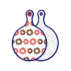 ROEM DESIGN 藍色版 雙面圓形上菜砧板 巧克力甜甜圈, 藍色星星, 1個
