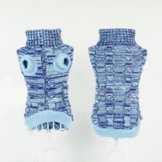狗狗寵物服飾 領口針織背心, 白色 藍色