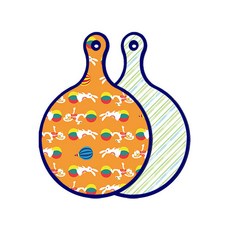 Roem Design 藍色版 雙面圓形上菜砧板 兔子2, 藍白色斜線, 1個