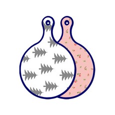 Roem Design Blue Edition 雙面圓形上菜砧板 森林圖案3, 粉紅色花朵格紋, 1個