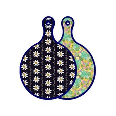 Roem Design Blue Edition 雙面圓形上菜砧板 Classic Flower, 青綠玫瑰藤, 1個