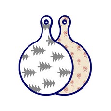 로엠디자인 블루에디션 양면 원형 서빙도마 보드 숲패턴3, 담황색꽃다발, 1개