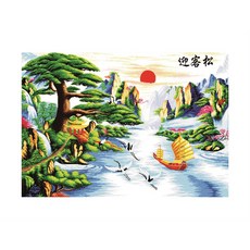 ZKF 十字繡套組 迎客松3 新版 ZKF050, 混合色, 1套