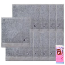 송월타월 호텔컬렉션 클래식 미니 타월 10p + 프레시 목욕 타월 분홍, 연회색, 1세트