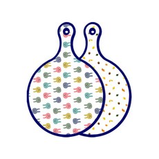 로엠디자인 블루에디션 양면 디자인 원형 서빙도마 토끼, 도토리화이트, 1개