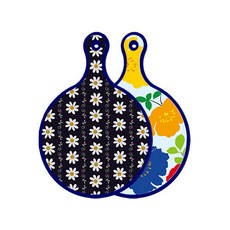 Roem Design 藍色版 雙面圓形上菜砧板 經典花卉, 菊花藍玉色, 1個