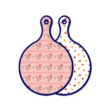 Roem Design Blue Edition 雙面圓形上菜砧板 粉紅玫瑰, 落葉白, 1個