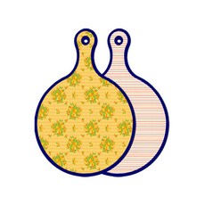 Roem Design 藍色版 雙面圓形上菜砧板 橘藤玫瑰, 朱紅線條, 1個