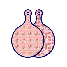 로엠디자인 블루에디션 양면 원형 서빙도마 보드 핑크로즈, 핑크복숭아, 1개