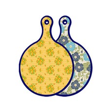 로엠디자인 블루에디션 양면 원형 서빙도마 보드 오렌지넝쿨로즈