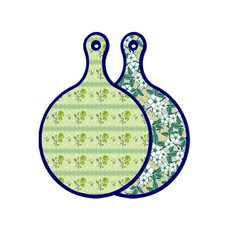 Roem Design 藍色版 雙面圓形上菜砧板 綠玫瑰, 花卉灰色, 1個