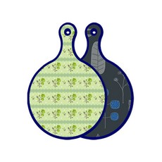 Roem Design 藍色版 雙面圓形上菜砧板 綠玫瑰, 紺色木紋, 1個