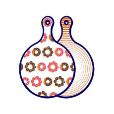 ROEM DESIGN 藍色版 雙面設計圓形上菜砧板 巧克力甜甜圈, 白菜線條橘, 1個