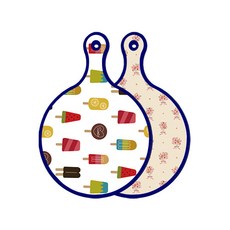 Roem Design 藍色版雙面設計圓形上菜砧板 硬質, 淡黃色花束, 1個