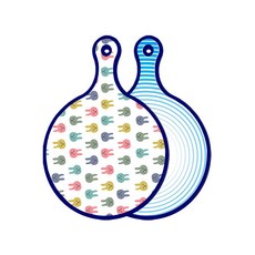 Roem Design Blue Edition 雙面圓形上菜砧板 兔子, 魚線條藍色, 1個