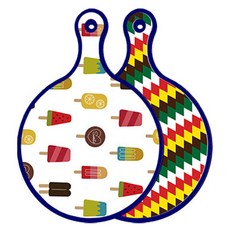 Roem Design Blue Edition 雙面圓形上菜砧板 硬質, 5色鑽石圖案, 1個