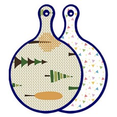藍色版雙面圓形砧板 森林圖案2, 快樂三角圖案, 1個