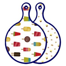 로엠디자인 블루에디션 양면 원형 서빙 도마 하드, 푸딩, 1개