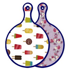 로엠디자인 블루에디션 양면 원형 서빙 도마 하드, 벽람색플라워, 1개