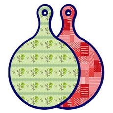 Roem Design Blue Edition 雙面圓形上菜砧板 綠玫瑰, 長短色格紋, 1個