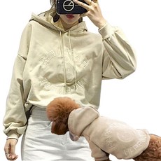 HAPPINESS字母短袖狗狗主人情侶裝, 淺褐色