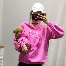 HAPPINESS字母短袖狗狗主人情侶裝, 粉色